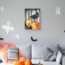 Festive Raven Pumpkins Harvest Wall Art