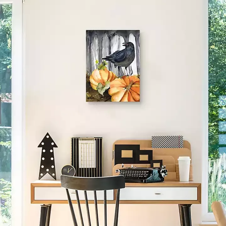 Festive Raven Pumpkins Harvest Wall Art