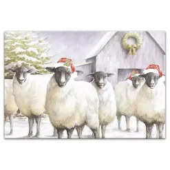 Festive Sheep Christmas Canvas Art Print