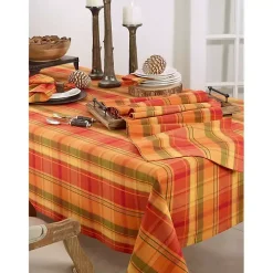 Fire Orange Plaid Harvest Napkins, Set of 4