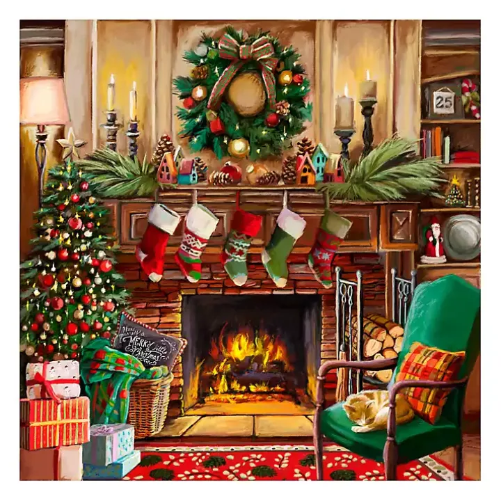 Fireside Christmas Canvas Art Print