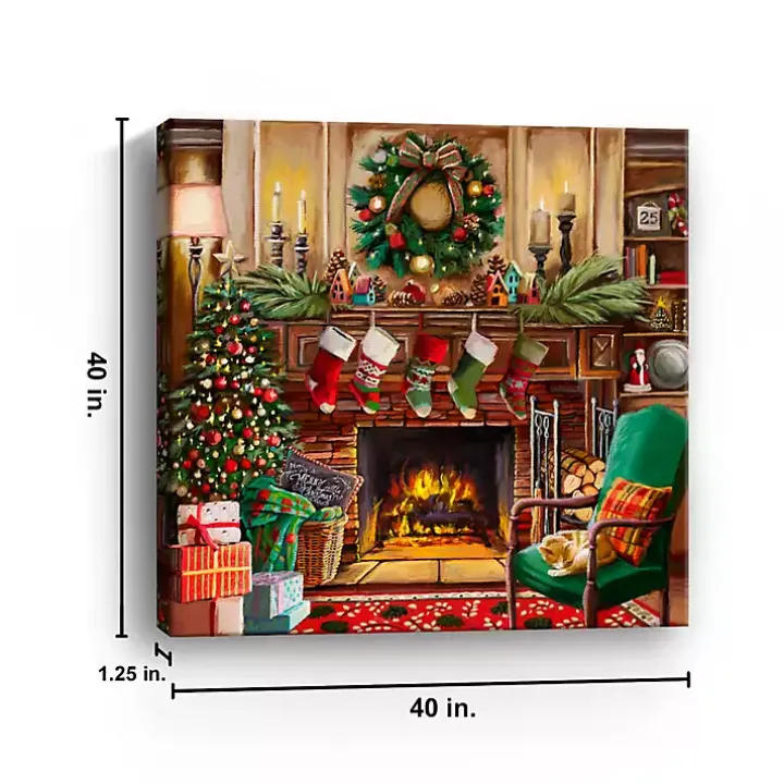 Fireside Christmas Canvas Art Print
