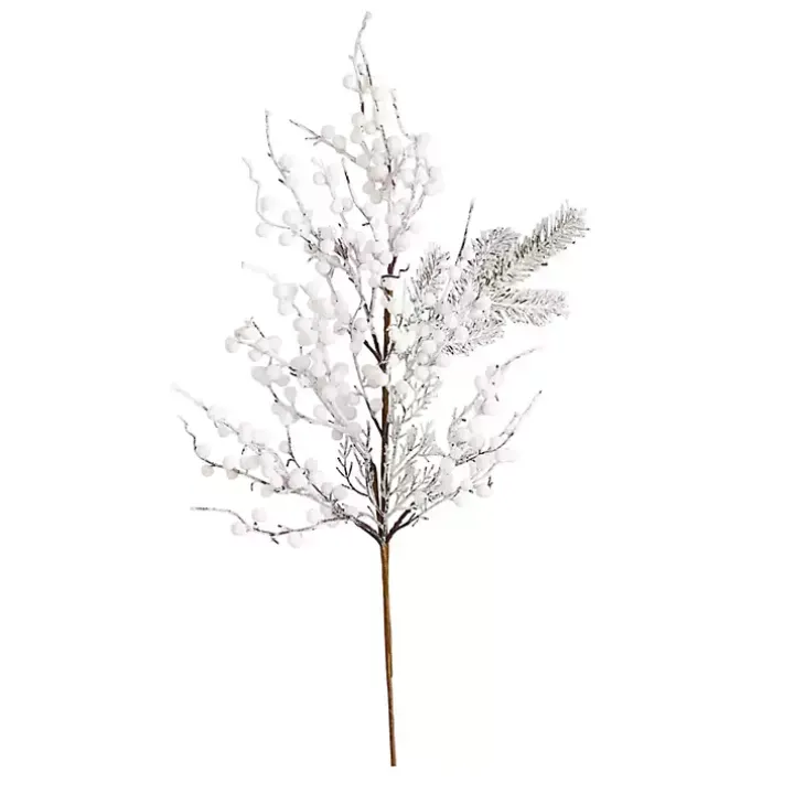 Flocked Holly Berry Stems, Set of 3