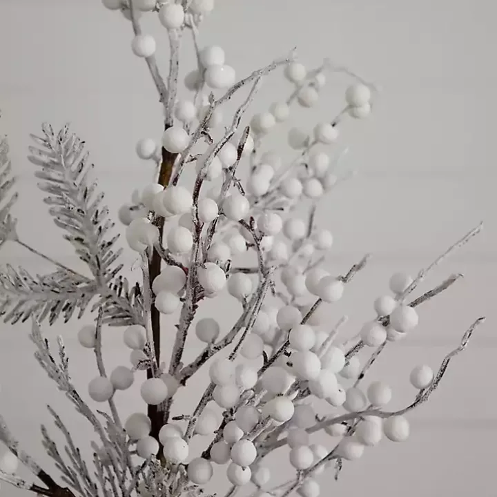 Flocked Holly Berry Stems, Set of 3