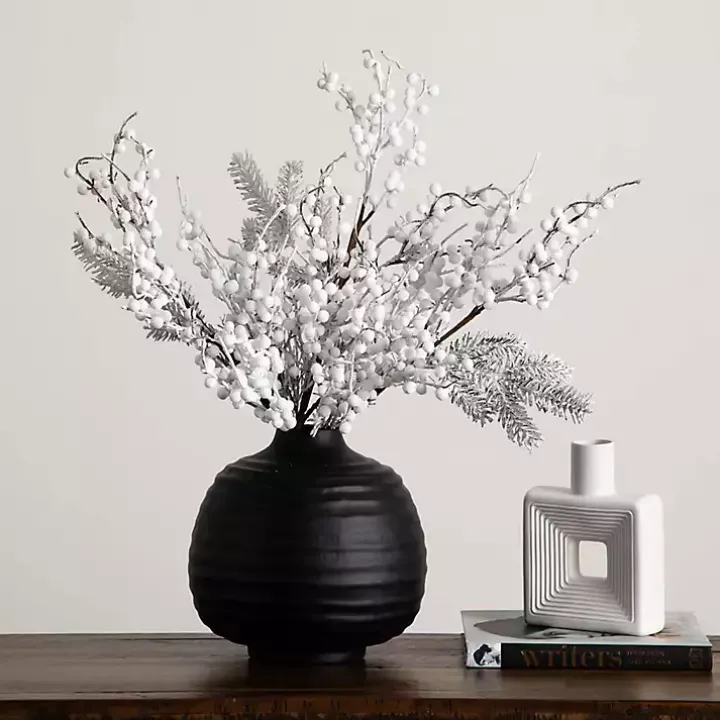 Flocked Holly Berry Stems, Set of 3