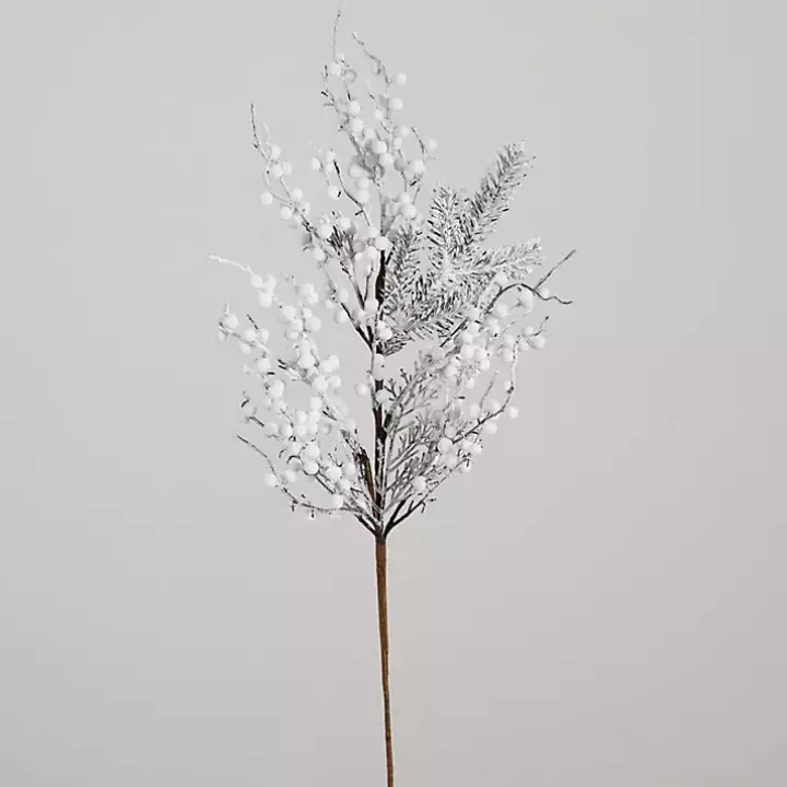 Flocked Holly Berry Stems, Set of 3