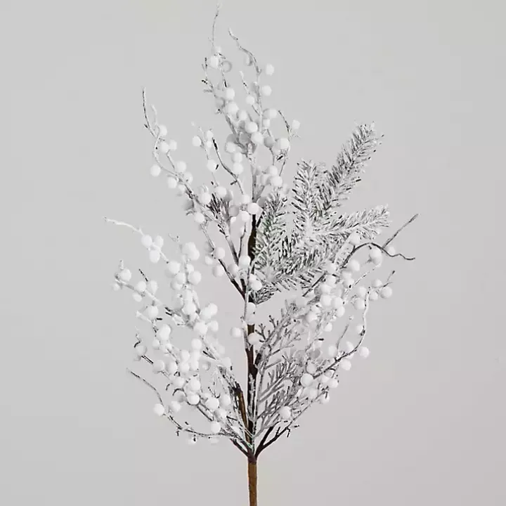 Flocked Holly Berry Stems, Set of 3