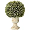 Flocked Sage Ball in Urn Arrangement, 15 in.