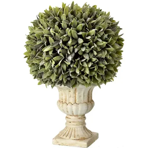 Flocked Sage Ball in Urn Arrangement, 15 in.