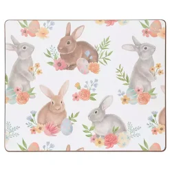 Floral Bunnies Hardboard Placemats, Set of 6