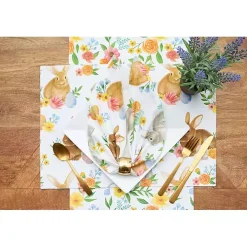 Floral Bunnies Hardboard Placemats, Set of 6