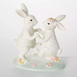 Floral Dancing Bunnies Statue