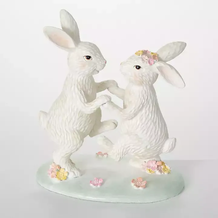 Floral Dancing Bunnies Statue