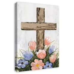 Floral Easter Cross Canvas Art Print