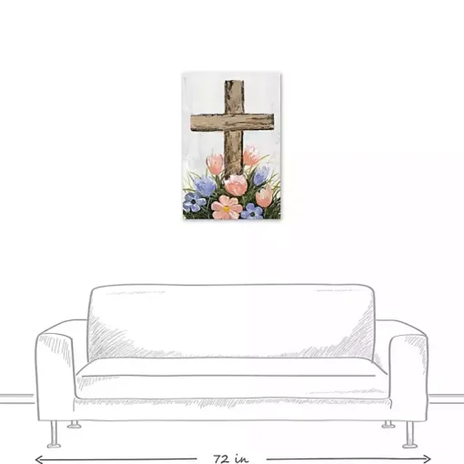 Floral Easter Cross Canvas Art Print