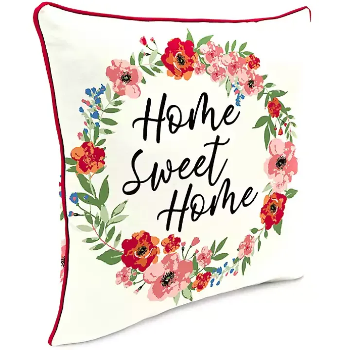 Floral Home Sweet Home Outdoor Pillow