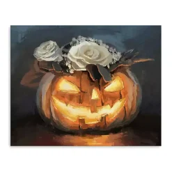 Floral Jack O Lantern Canvas Art Print, 16x20