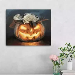 Floral Jack O Lantern Canvas Art Print, 16x20