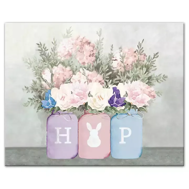 Floral Mason Jars Hop Canvas Art Print