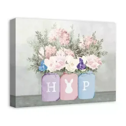 Floral Mason Jars Hop Canvas Art Print