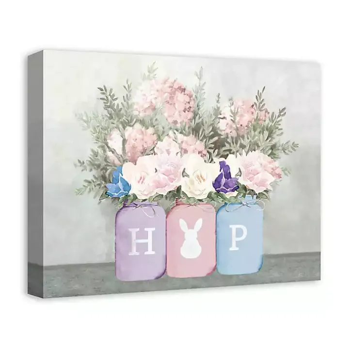 Floral Mason Jars Hop Canvas Art Print