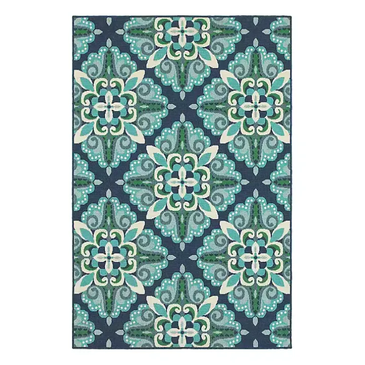 Floral Medallion Jenn Outdoor Rug, 5x7