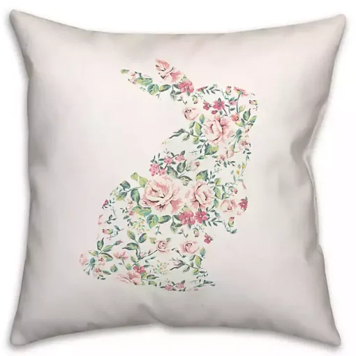 Floral Rabbit Easter Pillow