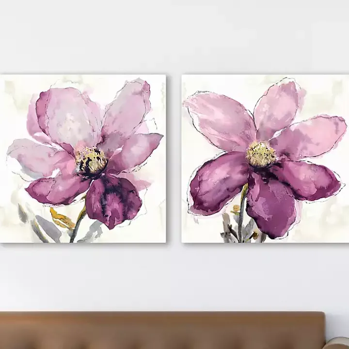 Floral Wash Giclee Canvas Art Print, Set of 2