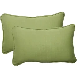 Forest Green Welt Outdoor Lumbar Pillows, Set of 2