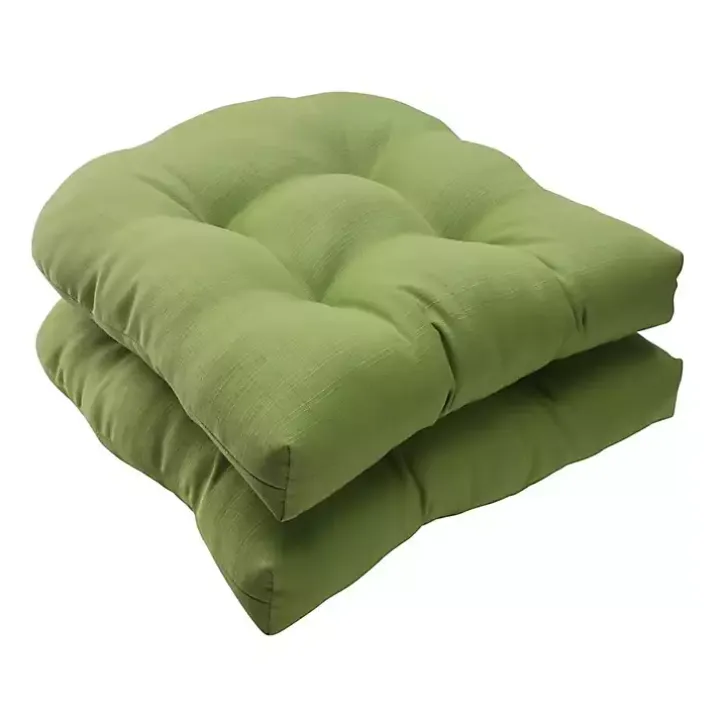 Forest Tufted Outdoor Wicker Cushions, Set of 2