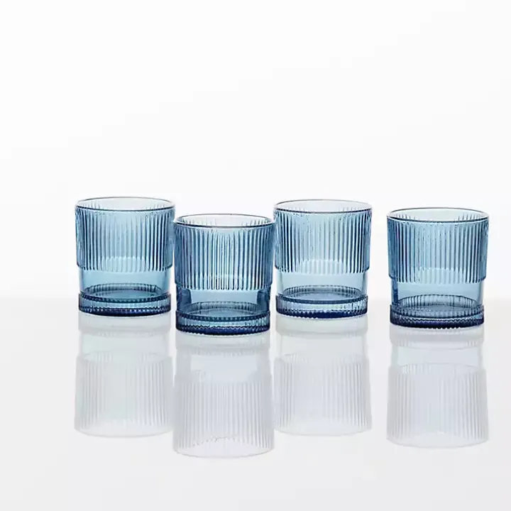 Fortessa Blue NoHo Short Glasses, Set of 4