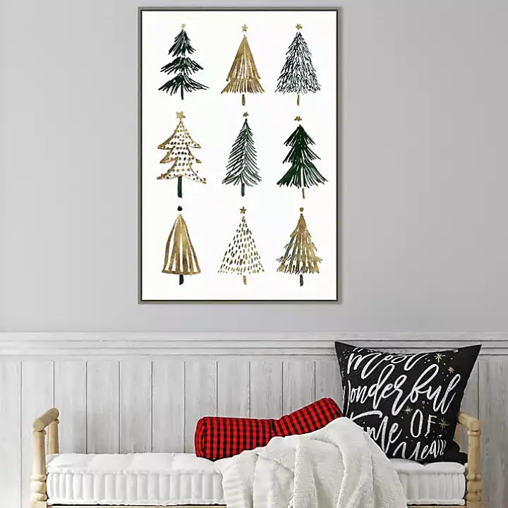 Framed Christmas Trees Canvas Art Print