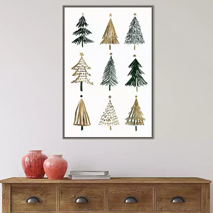 Framed Christmas Trees Canvas Art Print