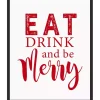 Framed Eat Drink Merry Christmas Canvas Art Print