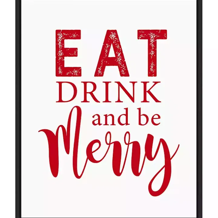 Framed Eat Drink Merry Christmas Canvas Art Print