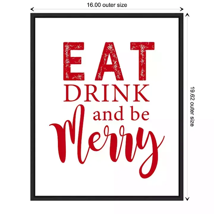 Framed Eat Drink Merry Christmas Canvas Art Print