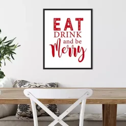 Framed Eat Drink Merry Christmas Canvas Art Print