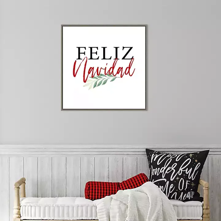 Framed Feliz Navidad Christmas Canvas Art Print
