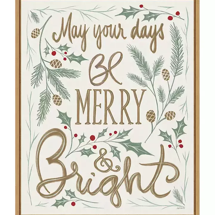 Framed Merry and Bright Christmas Canvas Art Print