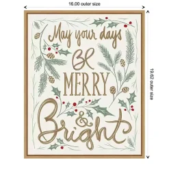 Framed Merry and Bright Christmas Canvas Art Print