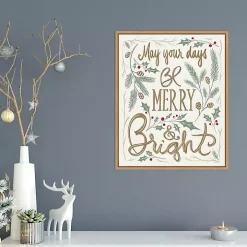 Framed Merry and Bright Christmas Canvas Art Print