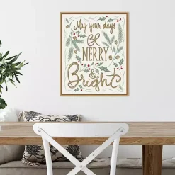 Framed Merry and Bright Christmas Canvas Art Print