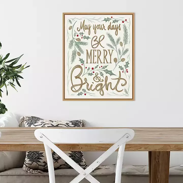 Framed Merry and Bright Christmas Canvas Art Print