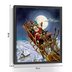 Framed Santa on His Sleigh Giclee Canvas Art Print