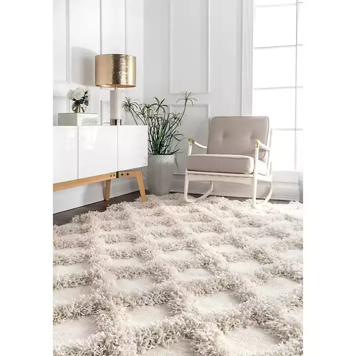 Francis Shaggy Diamond Trellis Area Rug, 5x8