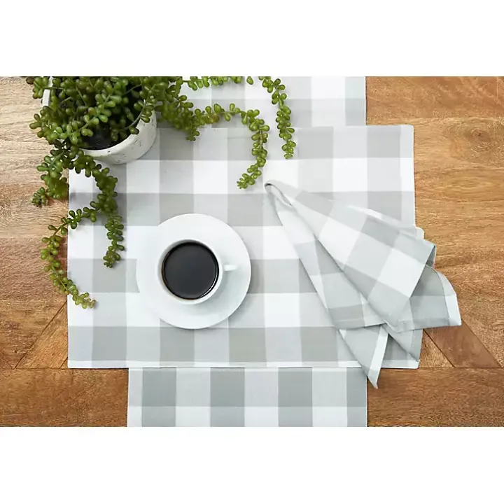 Franklin Slate Gingham Table Runner