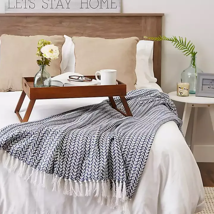 French Blue and White Arrowhead Throw