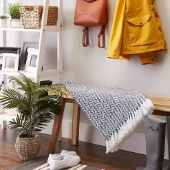 French Blue and White Arrowhead Throw