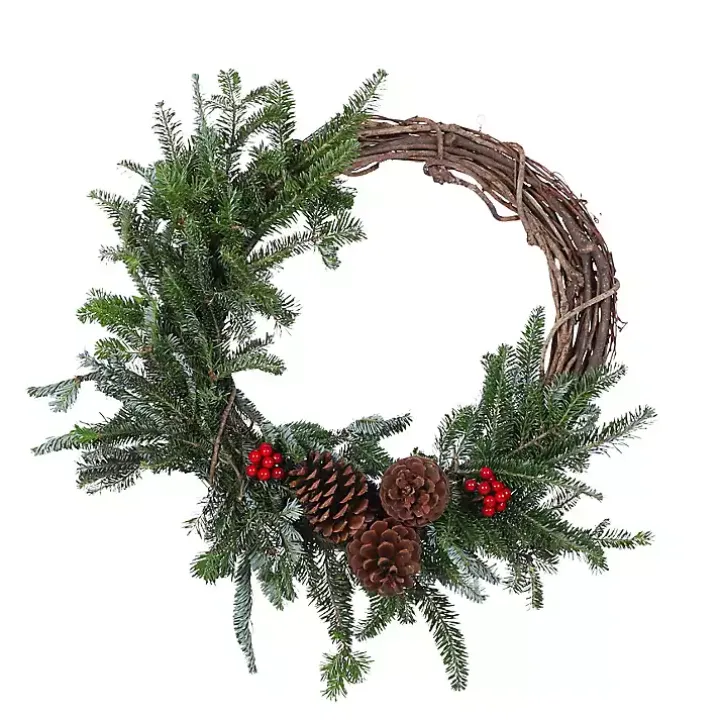 Fresh Cut Grapevine with Greenery Christmas Wreath