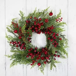 Frosted Berry and Crabapple Cedar and Pine Wreath
